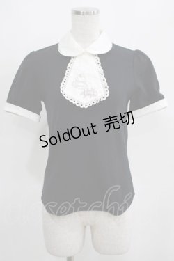 画像1: Shirley Temple / ケーキ刺繍タイ付カットソー 160 黒 H-25-03-28-046-ET-TO-KB-ZH