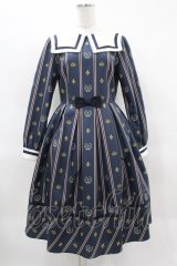 Melody BasKet / Schoolレジメンタルストライプワンピース M ネイビー H-25-03-28-1027-LO-OP-KB-ZH