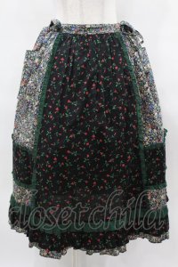 Jane Marple / Demi & Birdsongペザントスカート  ブラック×ブラック×グリーン H-25-03-28-1034-JM-SK-KB-ZH