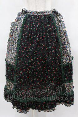 画像1: Jane Marple / Demi & Birdsongペザントスカート  ブラック×ブラック×グリーン H-25-03-28-1034-JM-SK-KB-ZH
