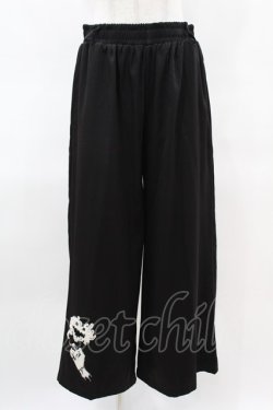 画像1: NieR Clothing / 裾刺繍パンツ  黒 H-25-03-28-1005-PU-PA-KB-ZH