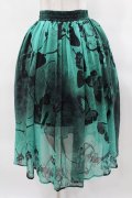 NieR Clothing / GREEN BUTTERFLY SHEER SKIRT  グリーン H-25-03-28-1050-PU-SK-KB-ZH