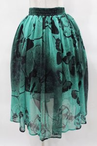 NieR Clothing / GREEN BUTTERFLY SHEER SKIRT  グリーン H-25-03-28-1050-PU-SK-KB-ZH