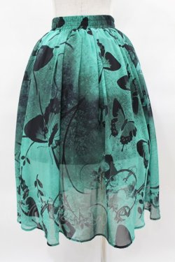 画像2: NieR Clothing / GREEN BUTTERFLY SHEER SKIRT  グリーン H-25-03-28-1050-PU-SK-KB-ZH