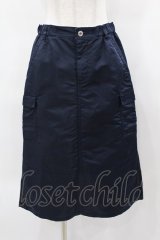 Jane Marple Dans Le Salon / Denim＆nylon twill flight skirt  indigo×navy H-25-03-28-1059-JM-SK-KB-ZH
