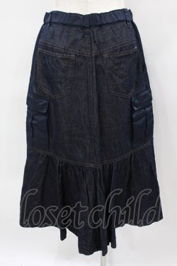 画像2: Jane Marple Dans Le Salon / Denim＆nylon twill flight skirt  indigo×navy H-25-03-28-1059-JM-SK-KB-ZH