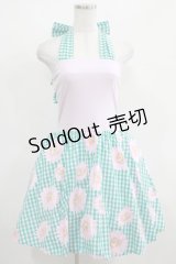 MILK / Summerフラワーホルタードレス  グリーンギンガム×ピンクガーベラ H-25-03-28-017-ML-OP-KB-ZH