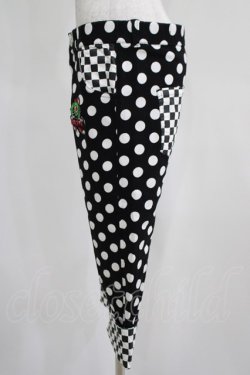 画像2: LISTEN FLAVOR / ドット×ブロックチェックサルエルパンツ  黒×白 H-25-03-29-023-PU-PA-KB-ZH
