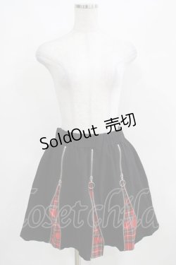 画像1: LISTEN FLAVOR / トリプルZIPスカート  ブラック H-25-03-29-024-PU-SK-KB-ZH
