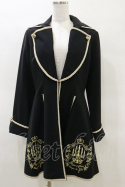 画像1: metamorphose / 刺繍入りコートワンピース  ブラック H-25-03-29-1060-ME-OP-KB-ZH