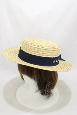 画像1: Fi.n.t / ロゴ刺繍リボンカンカン帽  NAVY H-25-03-29-1011-CA-AC-NS-ZH