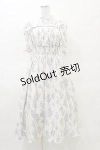 evelyn / バストカット花柄ワンピース Free オフ/ブルー H-25-03-29-1071-LO-OP-NS-ZH