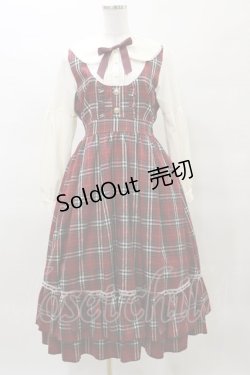 画像1: axes femme POETIQUE / チェックフリルレディワンピース M ワイン H-25-03-29-1075-AX-OP-NS-ZH