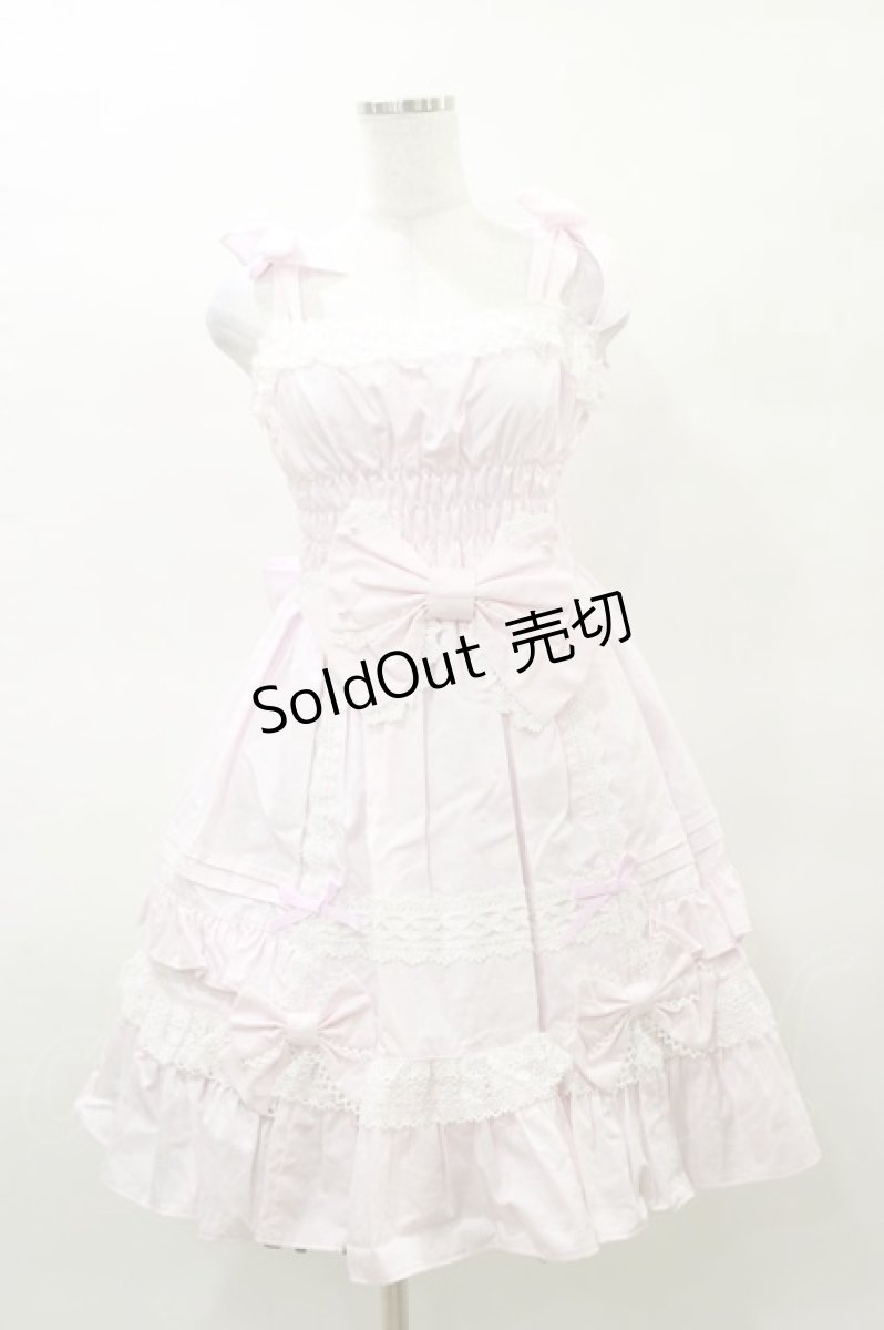 画像1: Angelic Pretty / リボンシャーリングジャンパースカート Free ピンク H-25-03-29-1083-AP-OP-NS-ZH (1)