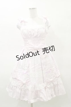 画像1: Angelic Pretty / リボンシャーリングジャンパースカート Free ピンク H-25-03-29-1083-AP-OP-NS-ZH