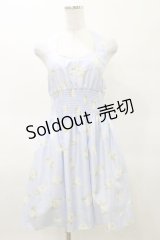 JESUS DIAMANTE / バロックangelホルターワンピ 38 グランヴィルローズ柄サックス H-25-03-29-1088-JE-OP-NS-ZH