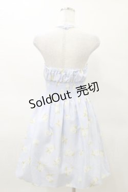 画像2: JESUS DIAMANTE / バロックangelホルターワンピ 38 グランヴィルローズ柄サックス H-25-03-29-1088-JE-OP-NS-ZH