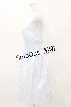 画像3: JESUS DIAMANTE / バロックangelホルターワンピ 38 グランヴィルローズ柄サックス H-25-03-29-1088-JE-OP-NS-ZH
