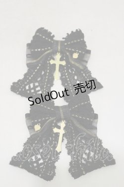 画像1: BABY,THE STARS SHINE BRIGHT / Maria de la Croixリボンクリップ  ブラック H-25-03-29-1016-BA-AC-NS-ZH