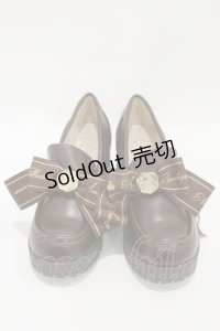 Amavel / メッセージリボン付ローファーパンプス M ブラウン H-25-03-29-1034-CA-SH-NS-ZH