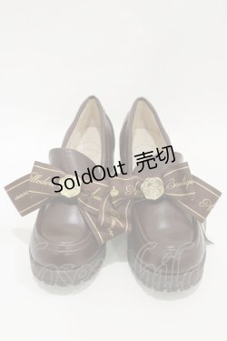 画像1: Amavel / メッセージリボン付ローファーパンプス M ブラウン H-25-03-29-1034-CA-SH-NS-ZH