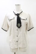 axes femme / ミリタリー風タイ付ブラウス M アイボリー/ブラック H-25-03-29-1048-AX-BL-NS-ZH