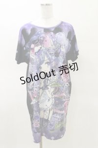 Royal Princess Alice / RuRu cat総柄ワンピースTシャツ free ブラック/パープル H-25-03-29-1049-LO-OP-IW-ZH