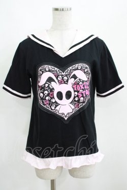 画像1: TOXIC STAR / セーラーカットソー  黒×ピンク H-25-03-29-062-PU-TO-KB-ZH