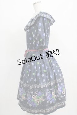 画像2: Leur Getter / Elegant Flower袖付きワンピース L(トールサイズ) ネイビー H-25-03-29-006-LU-OP-KB-ZH