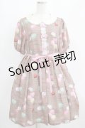 Leur Getter / Macaron Party袖付ワンピース L モカ H-25-03-29-007-LU-OP-KB-ZH