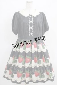 Leur Getter / Antique Lace Strawberry袖付きワンピース L(トールサイズ) ブラック H-25-03-29-009-LU-OP-KB-ZH