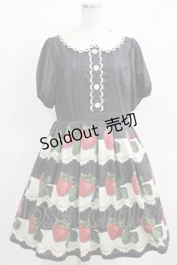 画像1: Leur Getter / Antique Lace Strawberry袖付きワンピース L(トールサイズ) ブラック H-25-03-29-009-LU-OP-KB-ZH