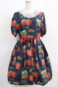 Leur Getter / Strawberry Garden袖付きワンピース  ネイビー H-25-03-29-002-LU-OP-KB-ZH
