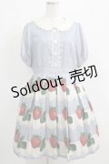 Leur Getter / Antique Lace Strawberry袖付きワンピース L(トールサイズ) サックス H-25-03-29-010-LU-OP-KB-ZH