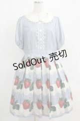 Leur Getter / Antique Lace Strawberry袖付きワンピース L(トールサイズ) サックス H-25-03-29-010-LU-OP-KB-ZH