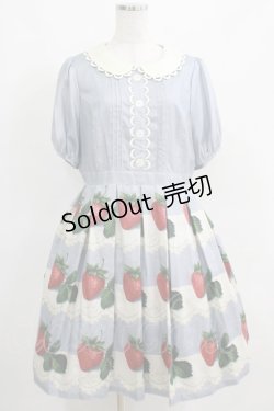 画像1: Leur Getter / Antique Lace Strawberry袖付きワンピース L(トールサイズ) サックス H-25-03-29-010-LU-OP-KB-ZH
