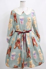 Leur Getter / Teddy Friends袖付きワンピース トールサイズ(L) ミント H-25-03-29-012-LU-OP-KB-ZH
