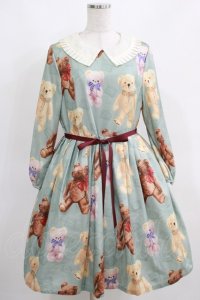 Leur Getter / Teddy Friends袖付きワンピース トールサイズ(L) ミント H-25-03-29-012-LU-OP-KB-ZH