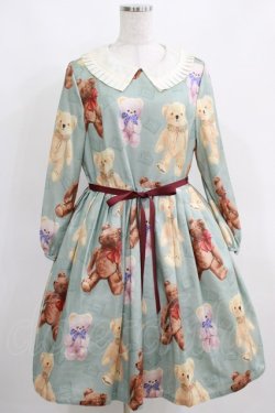 画像1: Leur Getter / Teddy Friends袖付きワンピース トールサイズ(L) ミント H-25-03-29-012-LU-OP-KB-ZH