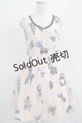 Emily Temple cute / モノトーンフェイバリットプリントノースリーブワンピース  ピンク H-25-03-29-015-ET-OP-KB-ZH
