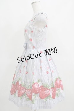 画像2: Emily Temple cute / ストライプ苺ノースリーブワンピース  サックス H-25-03-29-016-ET-OP-KB-ZH
