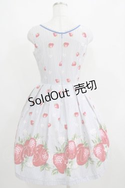 画像3: Emily Temple cute / ストライプ苺ノースリーブワンピース  サックス H-25-03-29-016-ET-OP-KB-ZH