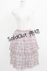 Leur Getter / トランプモチーフシフォンスカート  ブルー H-25-03-29-018-LU-SK-KB-ZH