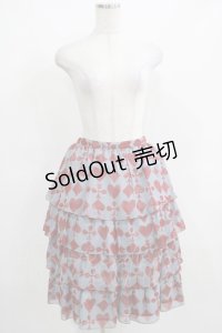 Leur Getter / トランプモチーフシフォンスカート  ブルー H-25-03-29-018-LU-SK-KB-ZH