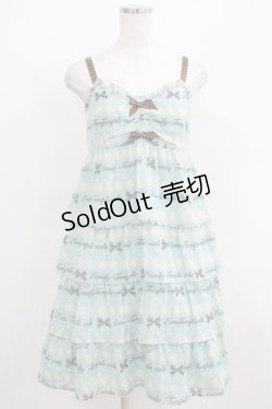 画像1: Emily Temple cute / ジョーゼットロゴ＆クリームノースリーブワンピース  ミント H-25-03-29-020-ET-OP-KB-ZH