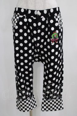 画像1: LISTEN FLAVOR / ドット×ブロックチェックサルエルパンツ  黒×白 H-25-03-29-023-PU-PA-KB-ZH