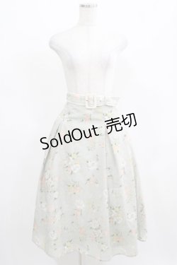 画像1: an another angelus / アートタッチ花柄セミフレアースカート Free MINT H-25-03-30-027-CA-SK-NS-ZH