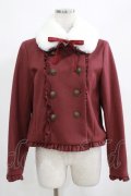 axes femme kawaii / ファー襟付きショートコート M ワイン H-25-03-30-030-AX-JA-NS-ZT-C057