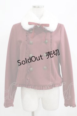 画像1: axes femme kawaii / ファー襟付きショートコート M ワイン H-25-03-30-030-AX-JA-NS-ZT-C057