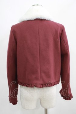 画像3: axes femme kawaii / ファー襟付きショートコート M ワイン H-25-03-30-030-AX-JA-NS-ZT-C057